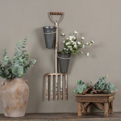 Aged Rake Wall Planter
