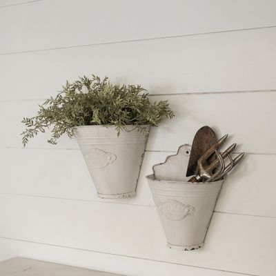 Aged Metal Wall Buckets