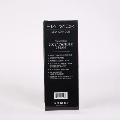 8" Cream FIA Wick Pillar Candle
