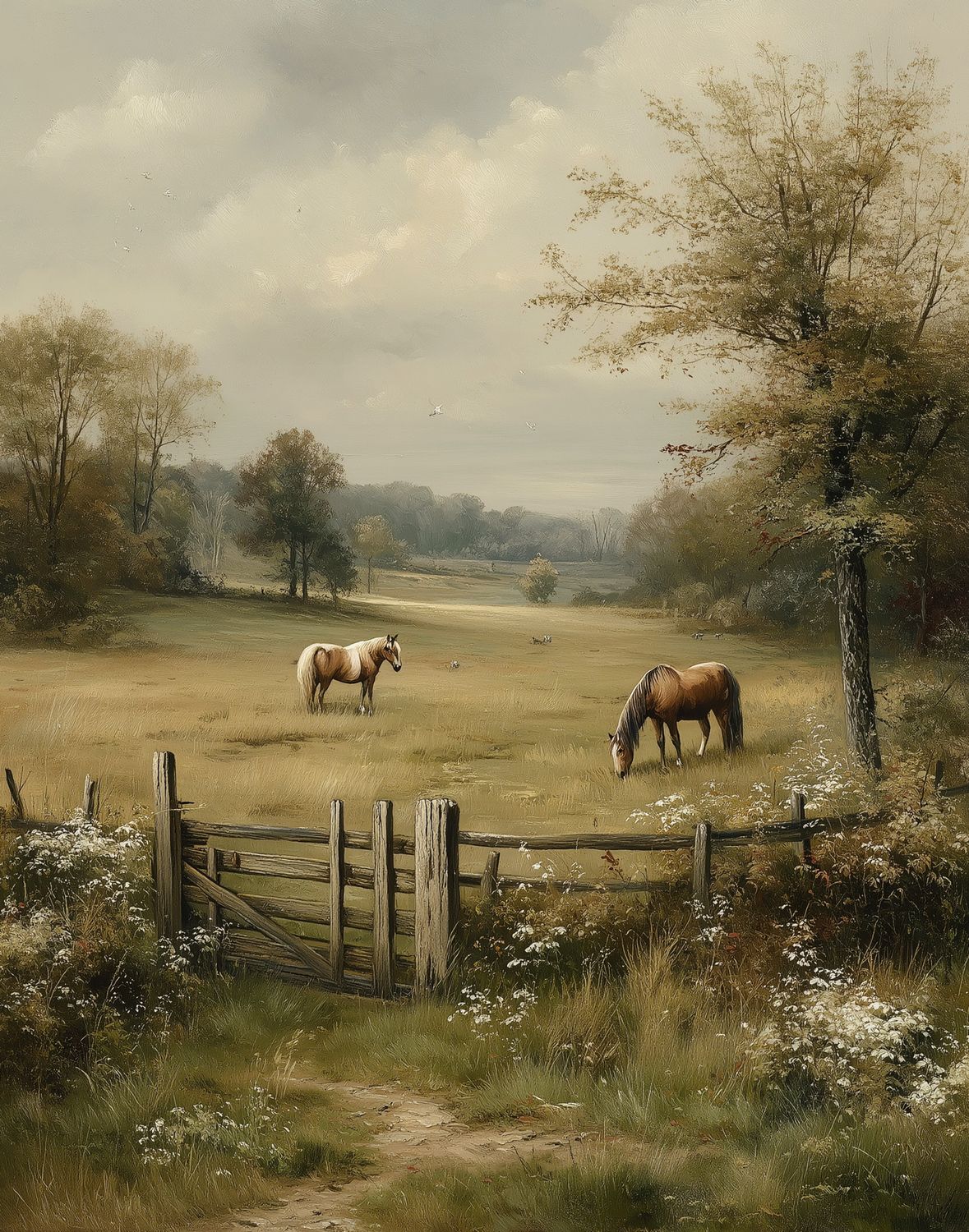 Vintage Farmhouse Horse Print