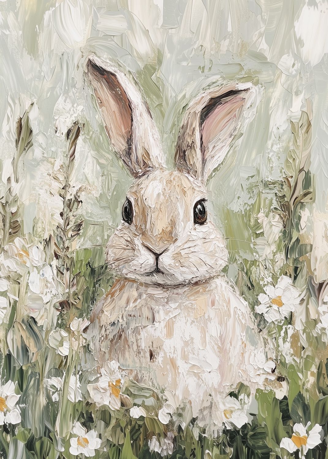 Rabbit Portrait in Wildflowers