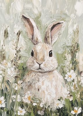 Rabbit Portrait in Wildflowers