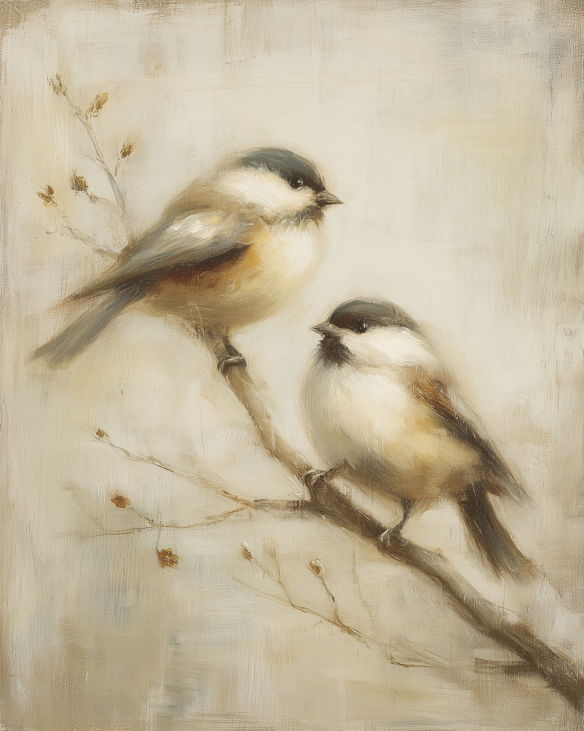 Rustic Songbirds on Branch