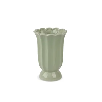 Cottage Bloom Light Green Scalloped Vase