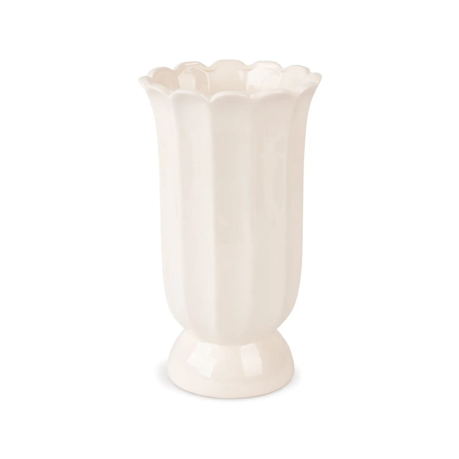 Cottage Bloom White Scalloped Vase