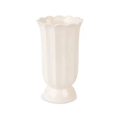 Cottage Bloom White Scalloped Vase