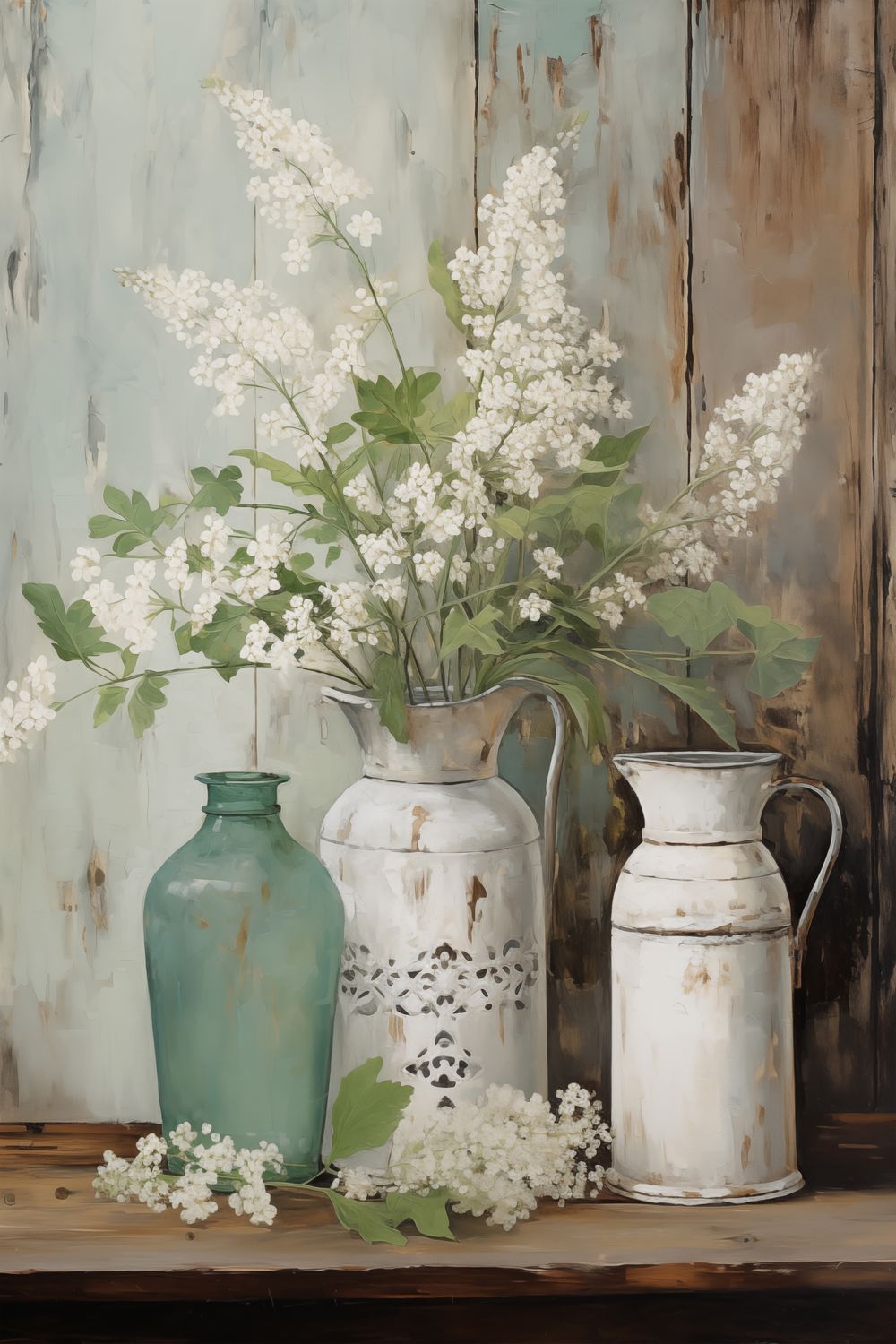 White Flowers in Pitcher