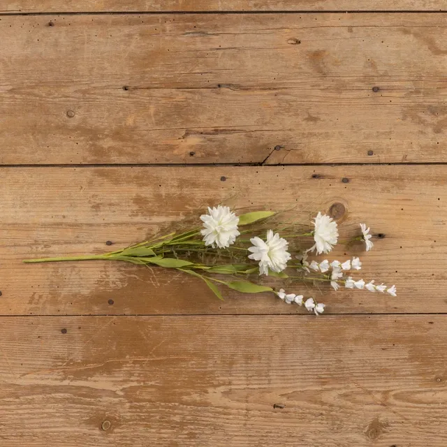 22" White Pom Pom Spray