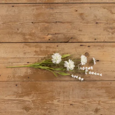 22" White Pom Pom Spray