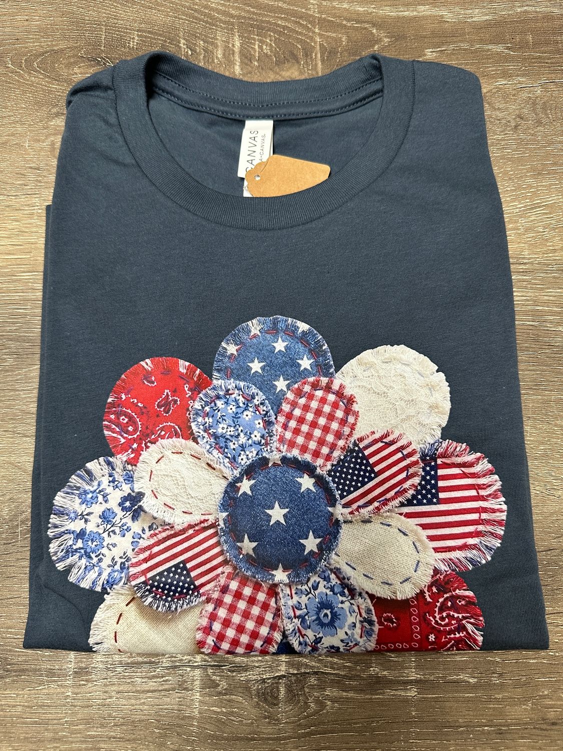 Patriotic Flower Tee-Vintage Navy