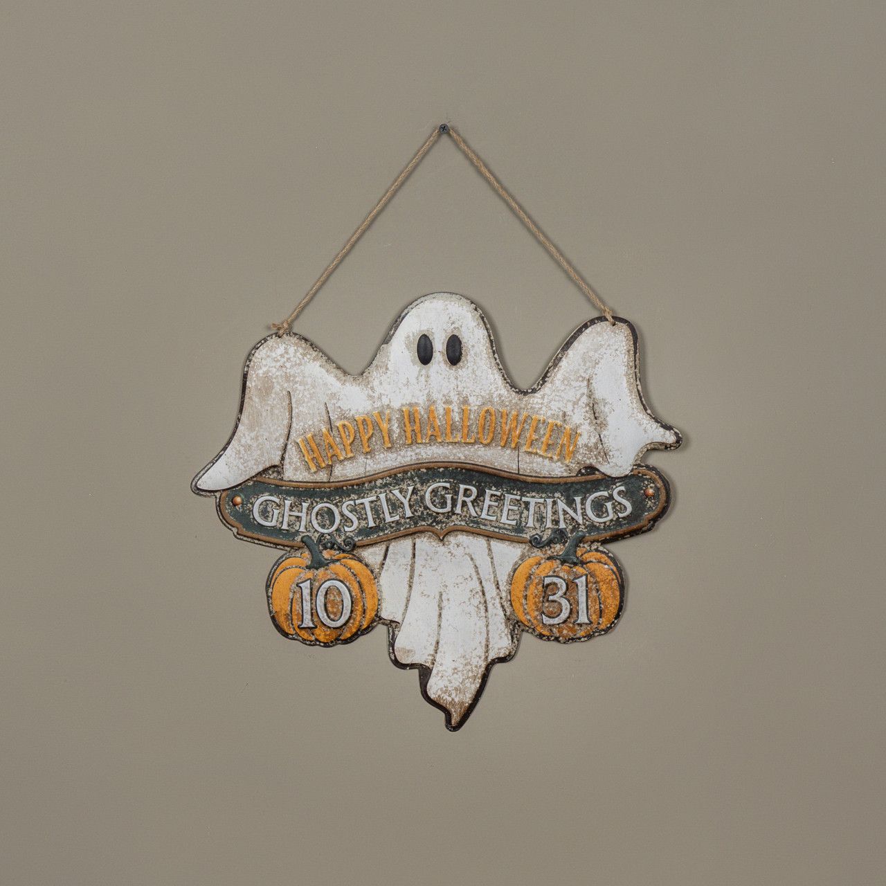 Ghostly Greetings Metal Sign