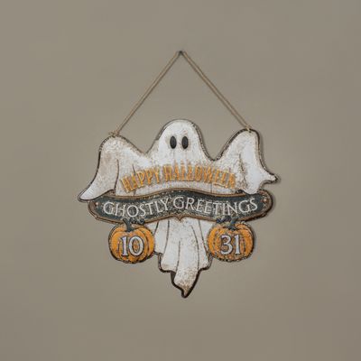 Ghostly Greetings Metal Sign
