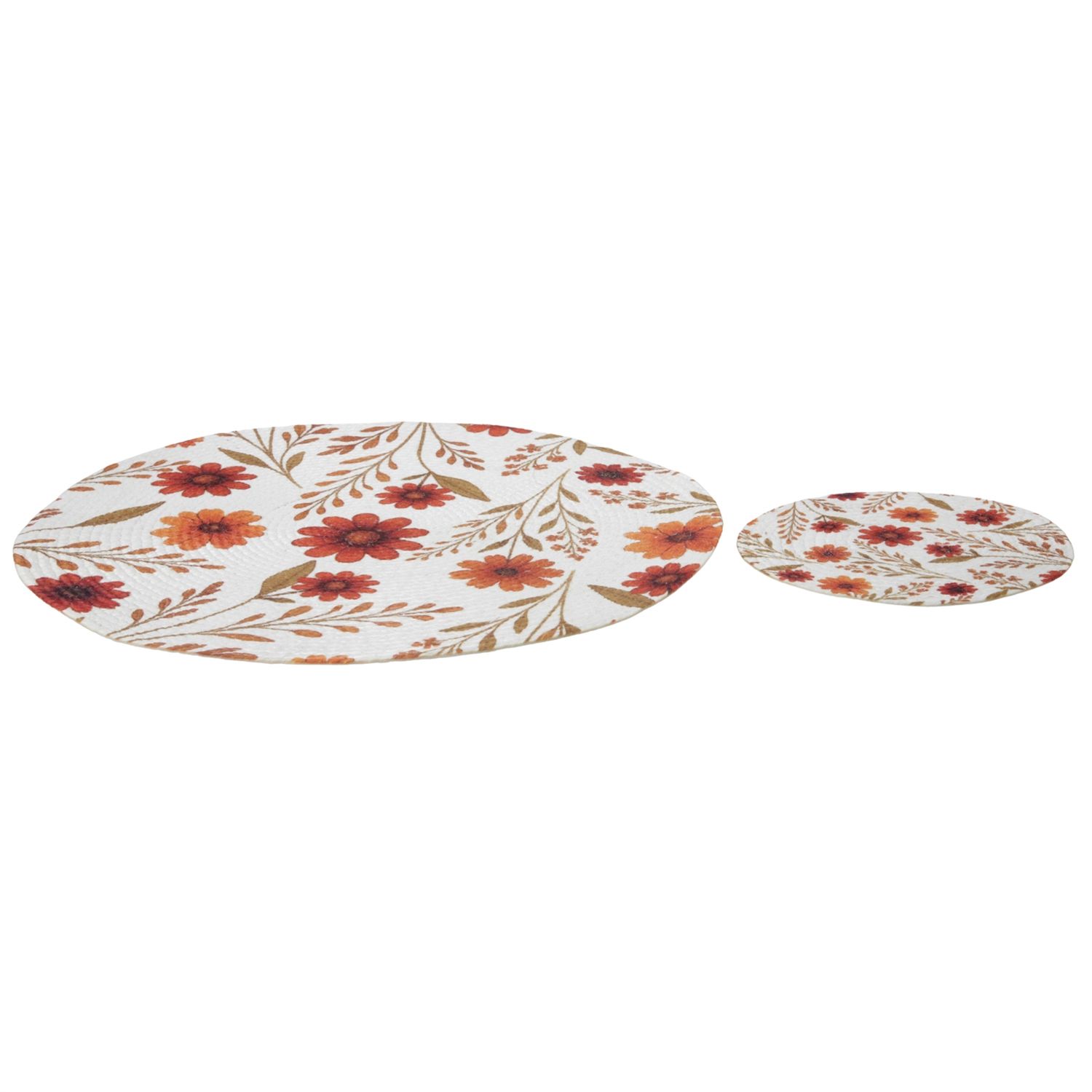 Fall Flowers Round Mats-Set of 2