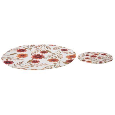 Fall Flowers Round Mats-Set of 2