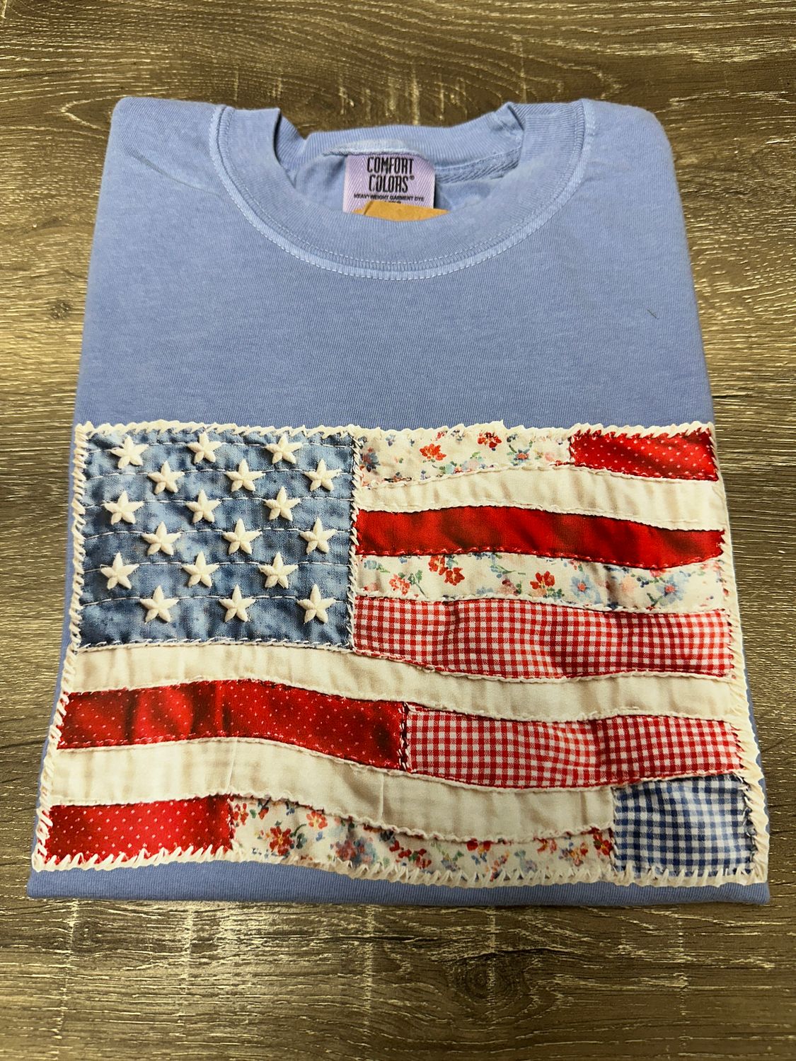Floral Flag Tee-Washed Denim