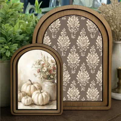 Brown Cream Damask