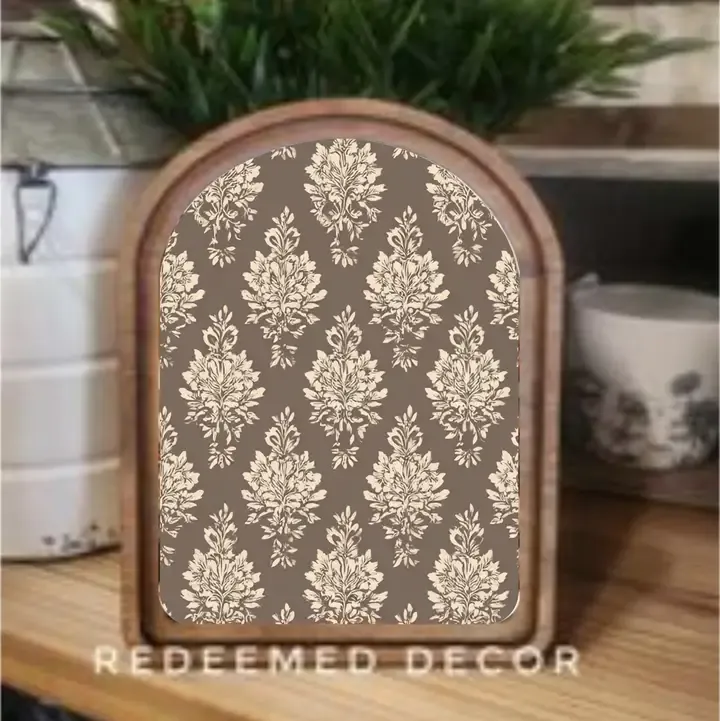 Brown Cream Damask