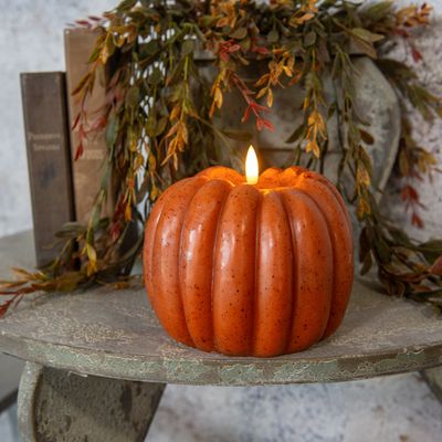 Rustic Orange Pumpkin LED Candles
