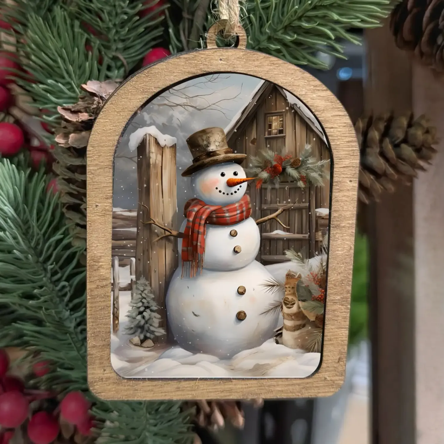 Rustic Snowman Ornament