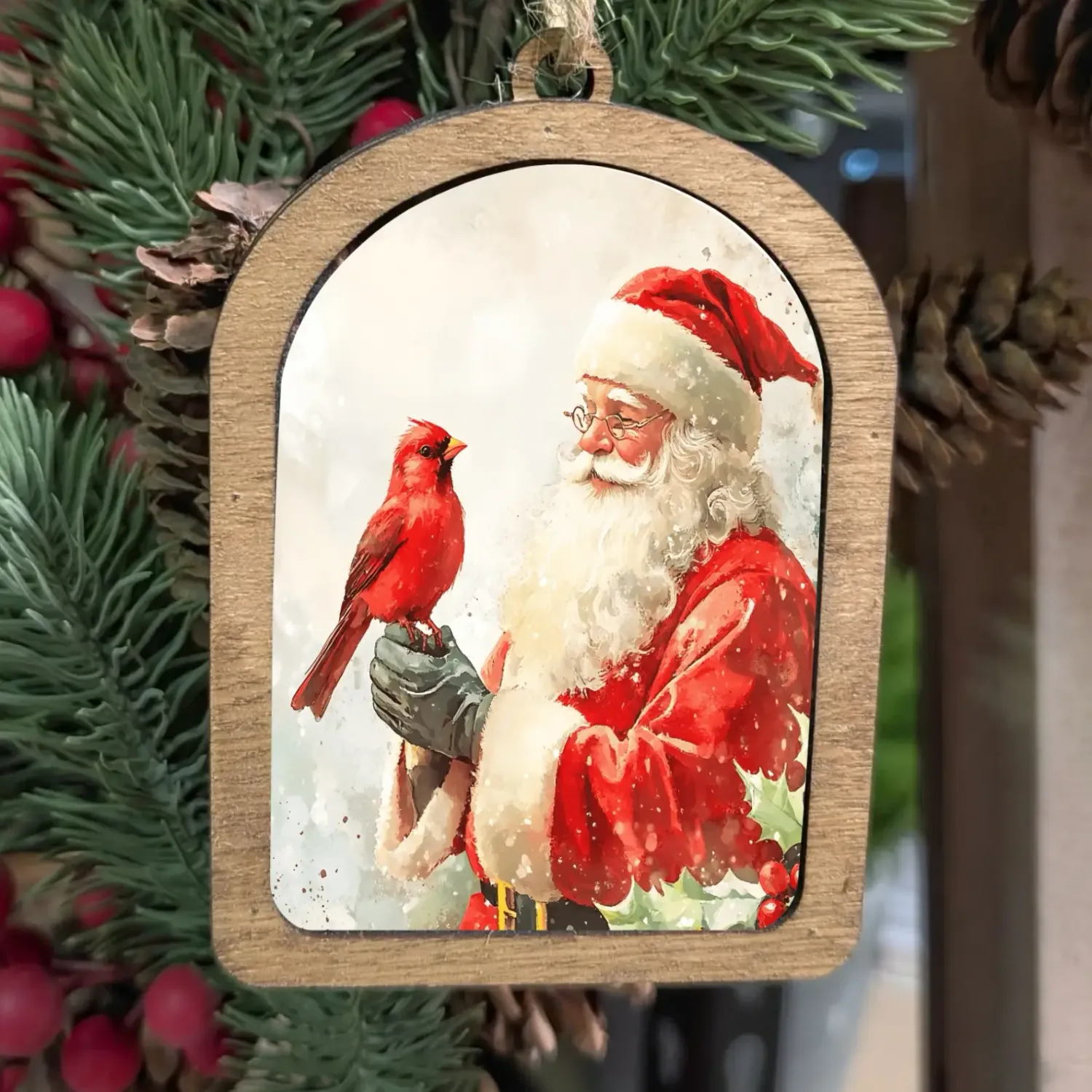 Cardinal Santa Ornament