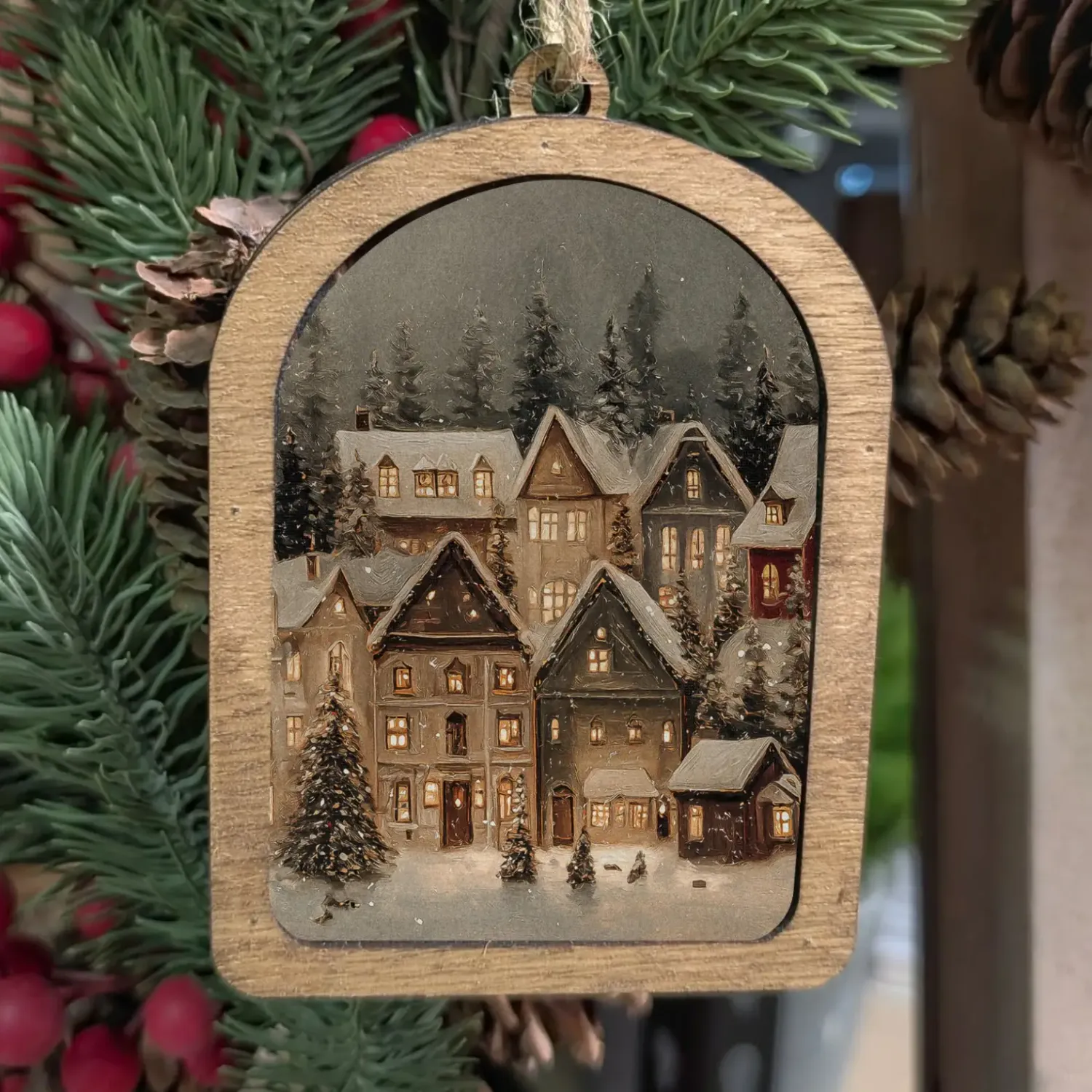 Snowy Christmas Village Ornament