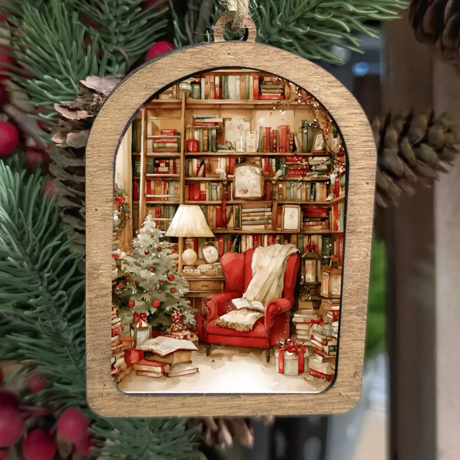 Cozy Christmas Reading Nook Ornament
