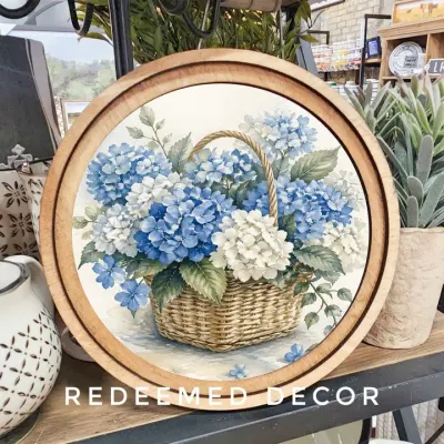 Blue Hydrangeas Round