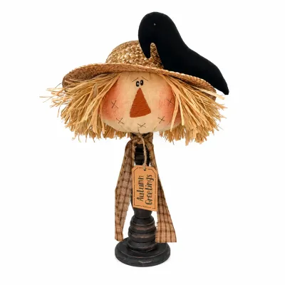 Scarecrow Head Spindle with Crow
