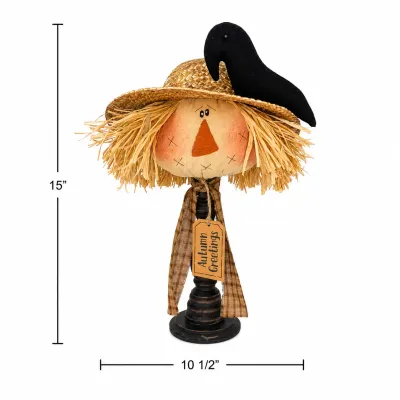 Scarecrow Head Spindle with Crow