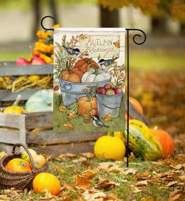 Fall Buckets Garden Flag