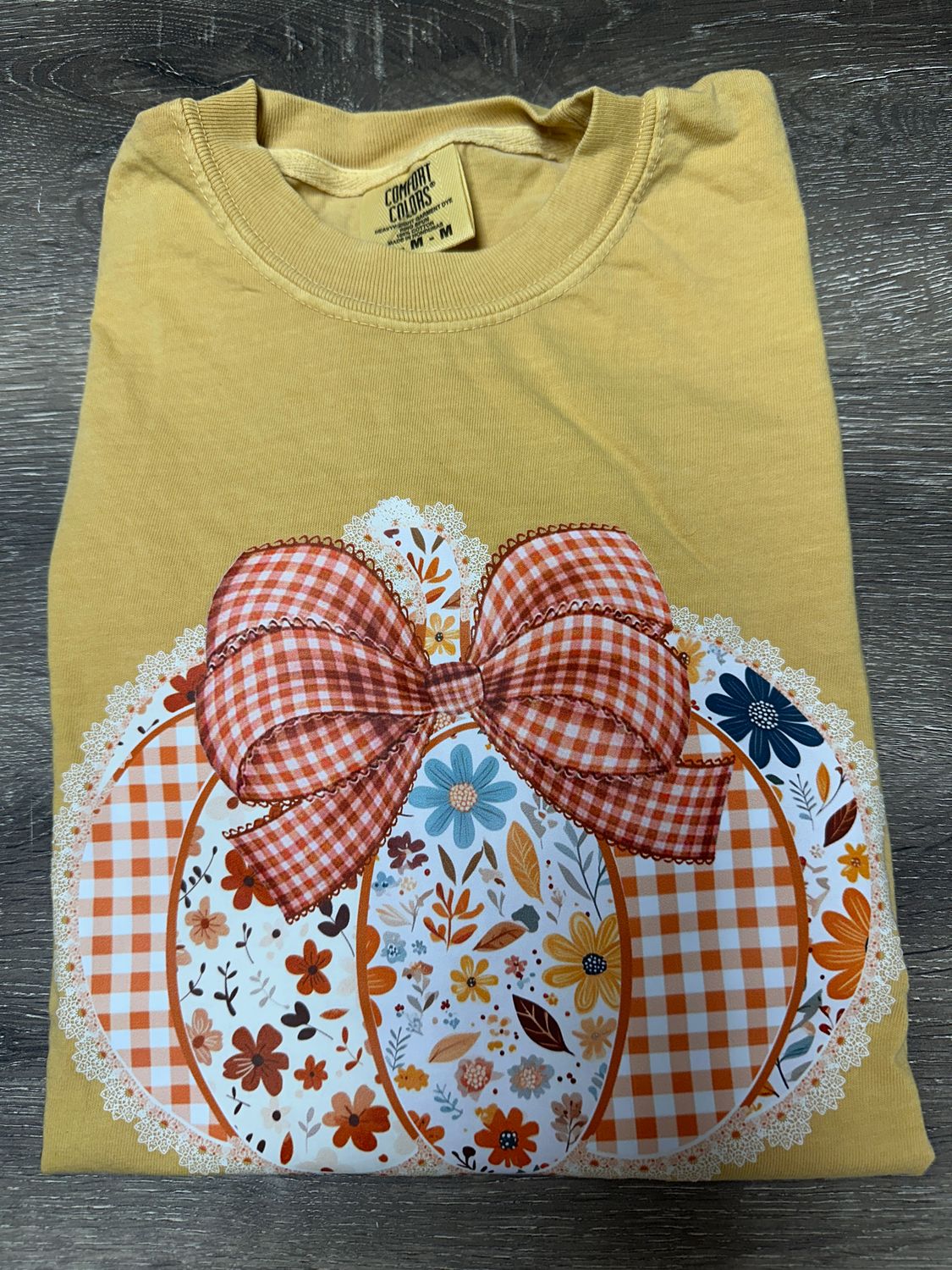 Crochet Pumpkin Tee-Mustard
