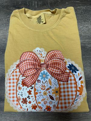 Crochet Pumpkin Tee-Mustard
