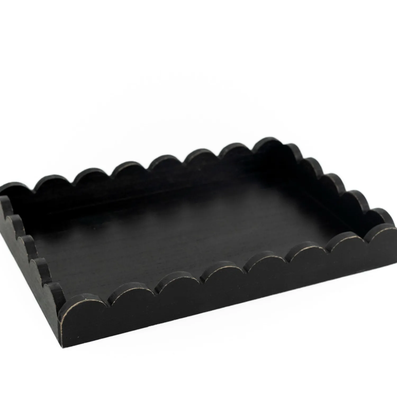 Black Wood Scallop Tray