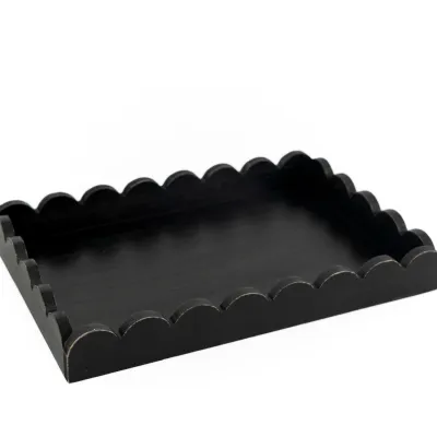 Black Wood Scallop Tray