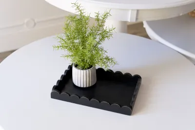 Black Wood Scallop Tray