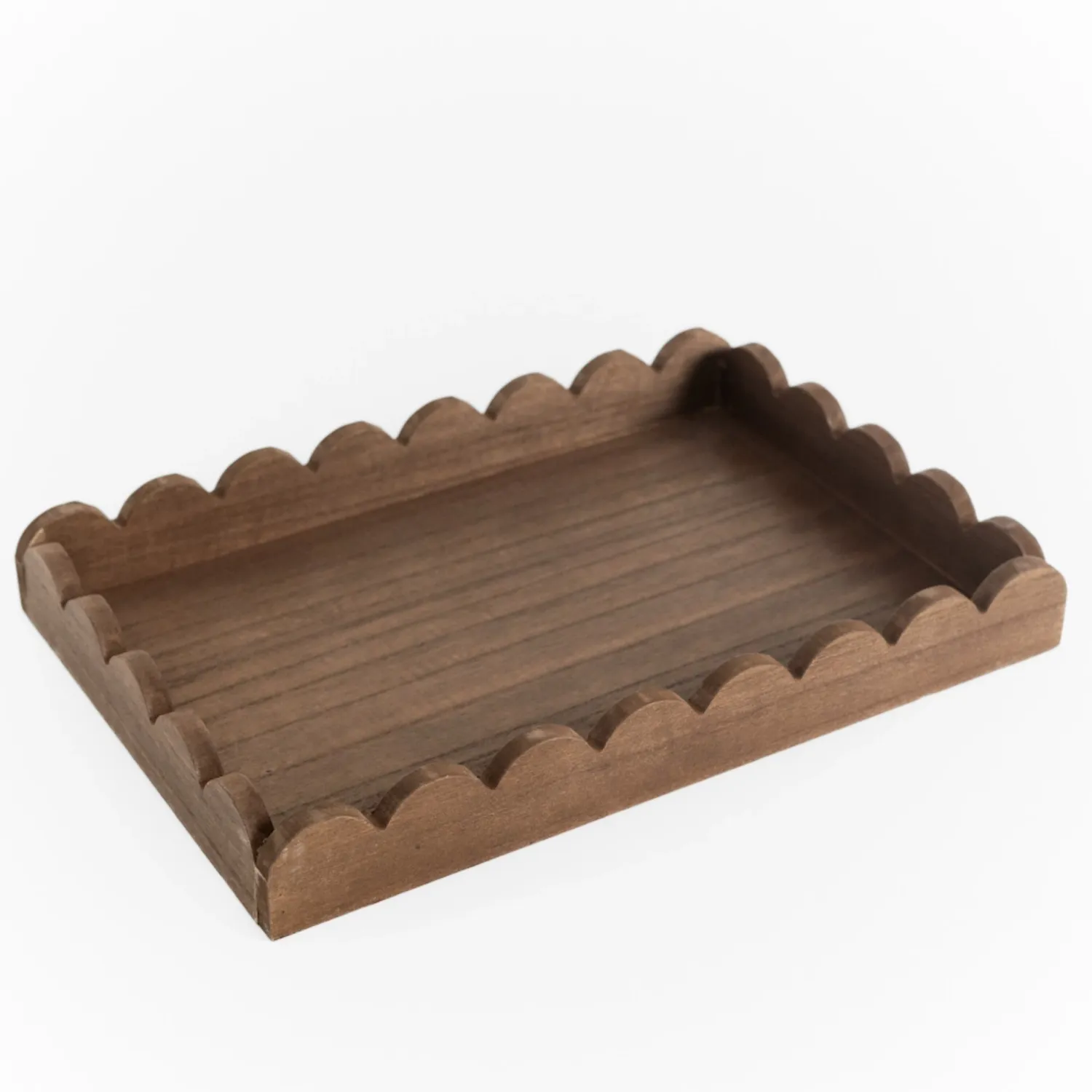 Espresso Wood Scallop Tray