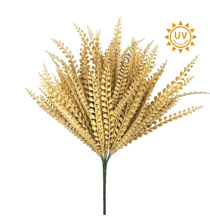 15" Beige Bead Grass Pick