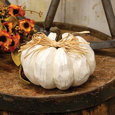 Cream Carved Pumpkin