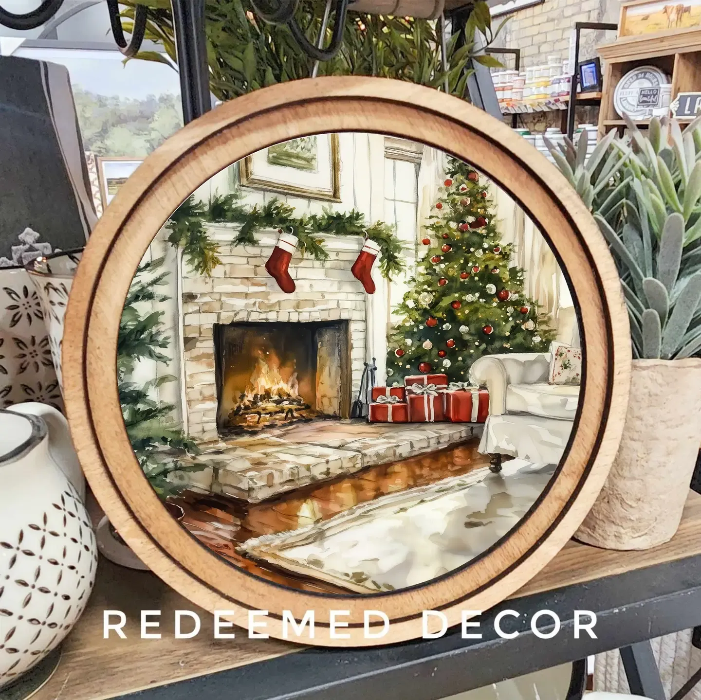 Christmas Fireplace Round