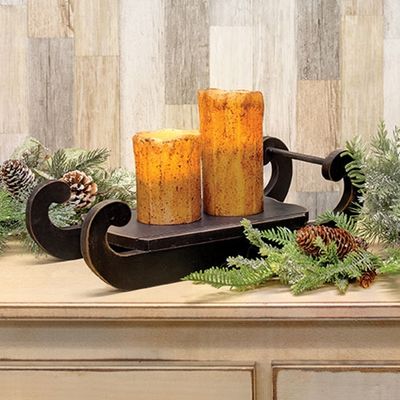 Distressed Black Wooden Sled