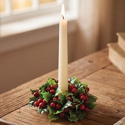 1.25" Teeny Holly &amp; Berries Candle Ring