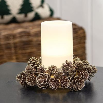 3" Champagne Pinecone Candle Ring