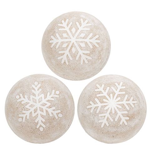 Distressed Wood Snowflake Balls