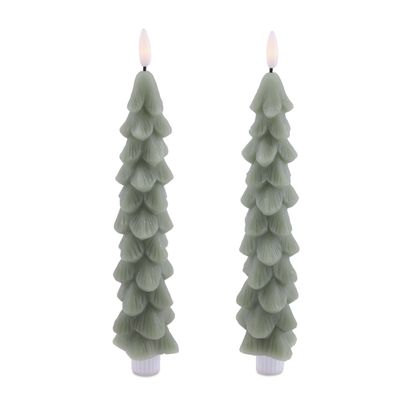 9.5" FIA Wick Green Taper Candles/2PK
