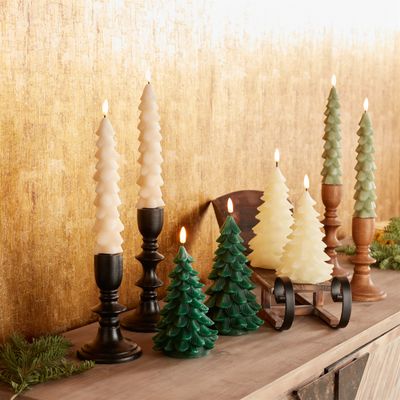 9.5" FIA Wick Cream Tree Candles/2PK