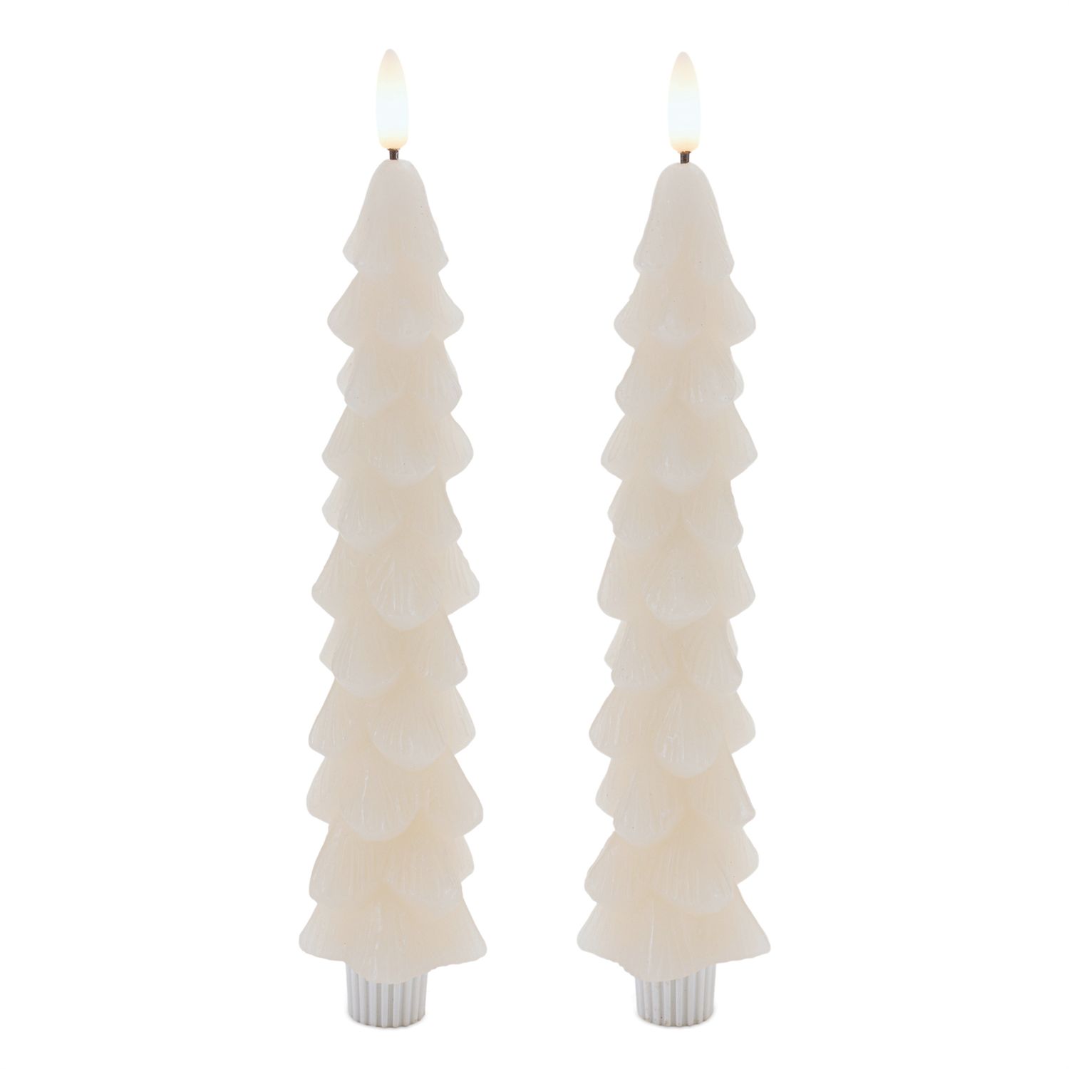 9.5" FIA Wick Cream Tree Candles/2PK