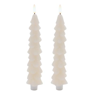 9.5" FIA Wick Cream Tree Candles/2PK