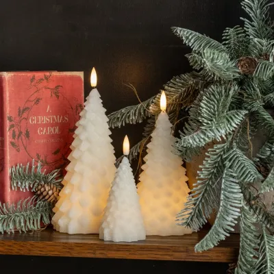Cream Shimmer Fir Tree Candles
