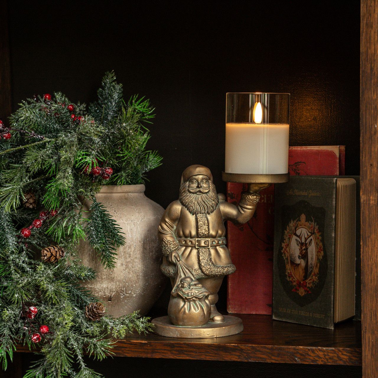 Gold Saint Nick Pillar Holder