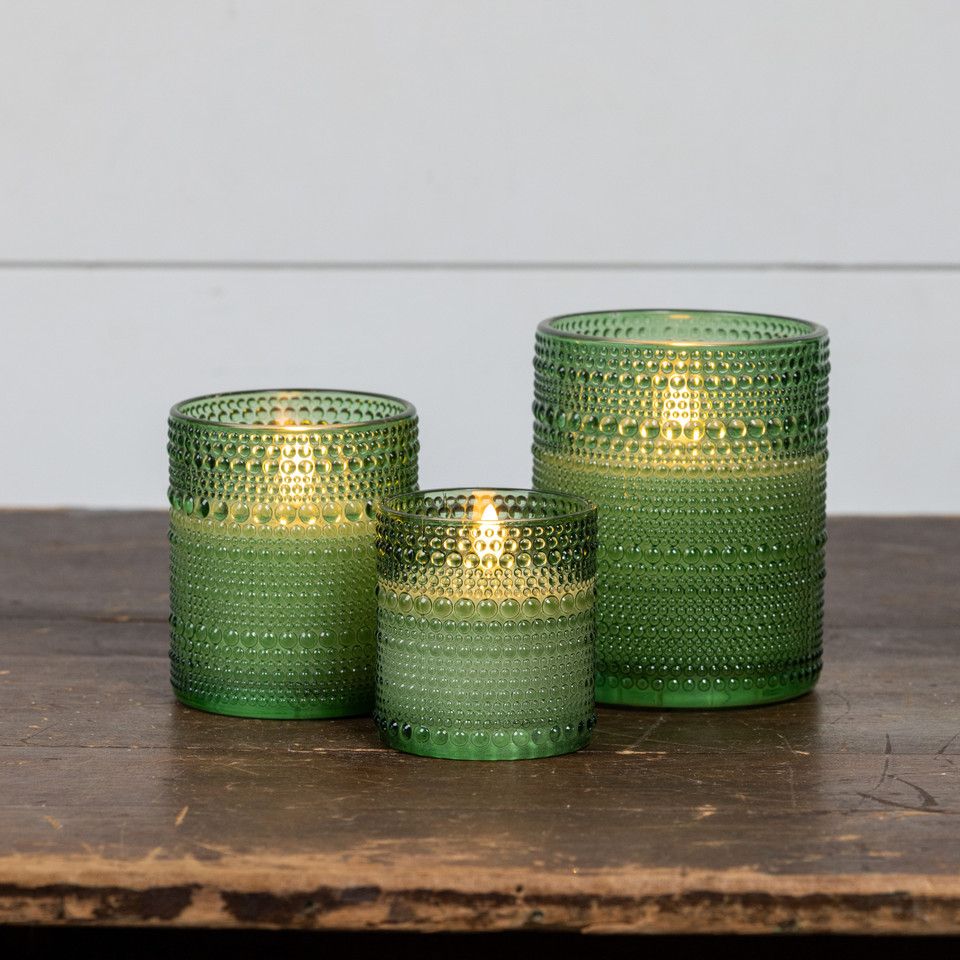 Green Dotted Glass Candles